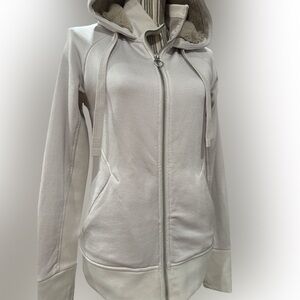 Athleta Triumph Luxe Shine Hoodie Pearl White Womens Size S